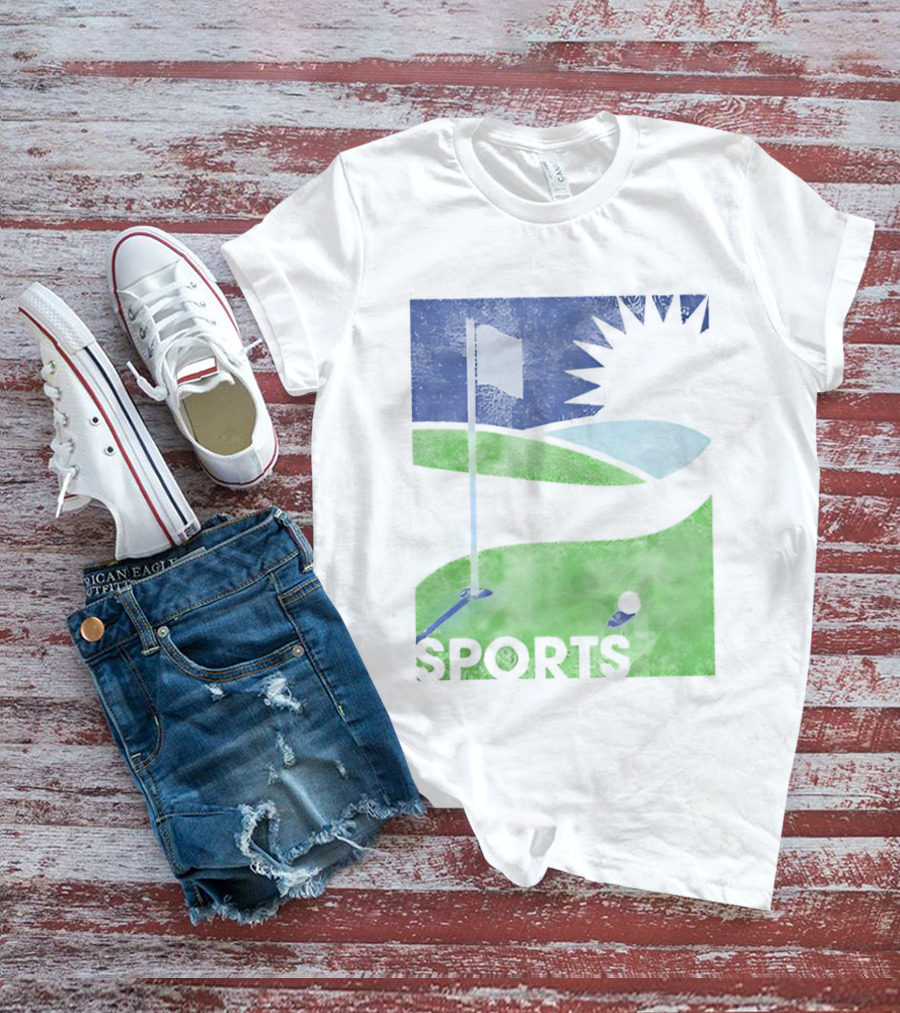 Golf Course Scenery Sports Landscape Sun Flag Ball T-Shirt