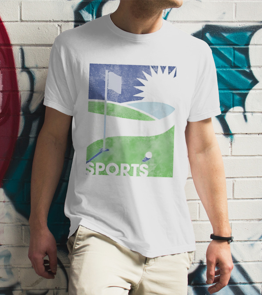 Golf Course Scenery Sports Landscape Sun Flag Ball T-Shirt
