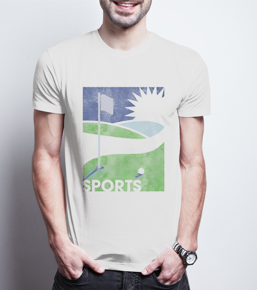 Golf Course Scenery Sports Landscape Sun Flag Ball T-Shirt
