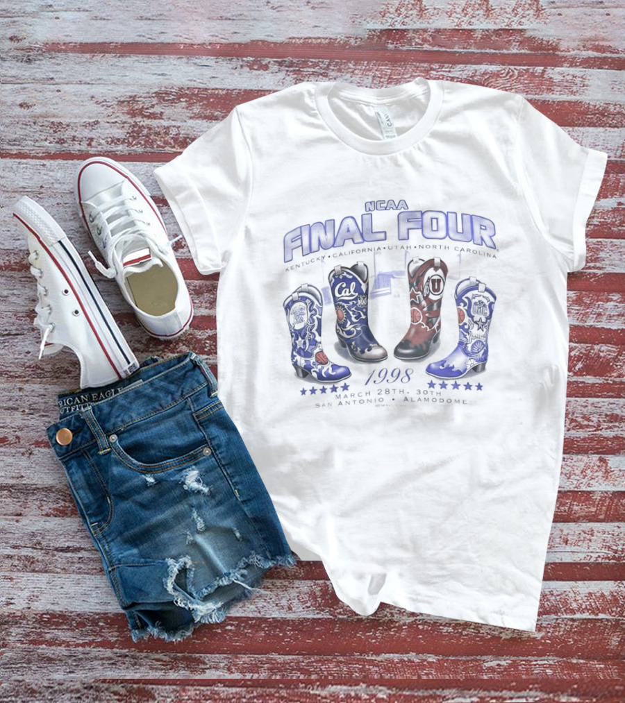 NCAA Final Four 1998 Kentucky California Utah North Carolina Cowboy Boots T-Shirt