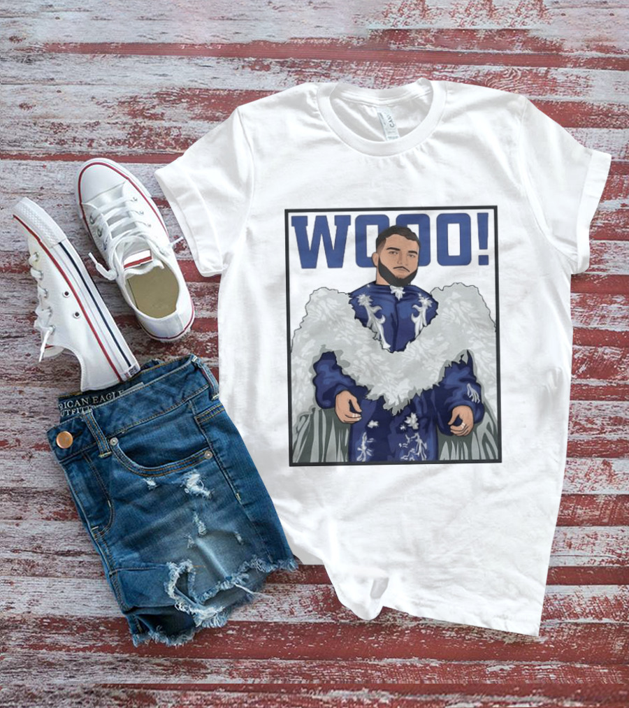 Wooo Skatt Flair New York Giants Iconic Blue Robe T-Shirt