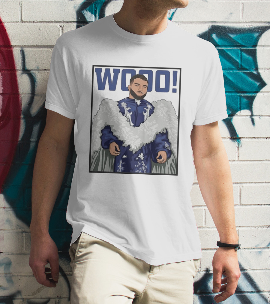 Wooo Skatt Flair New York Giants Iconic Blue Robe T-Shirt