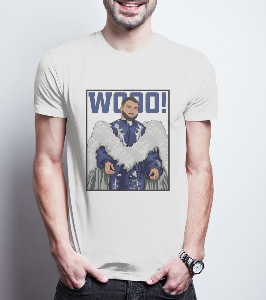 Wooo Skatt Flair New York Giants Iconic Blue Robe T-Shirt
