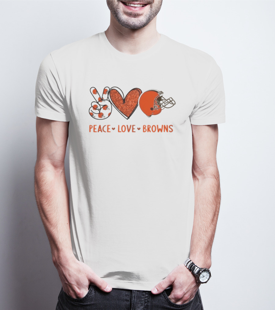 Peace Love Cleveland Browns Football Helmet Fan T-Shirt