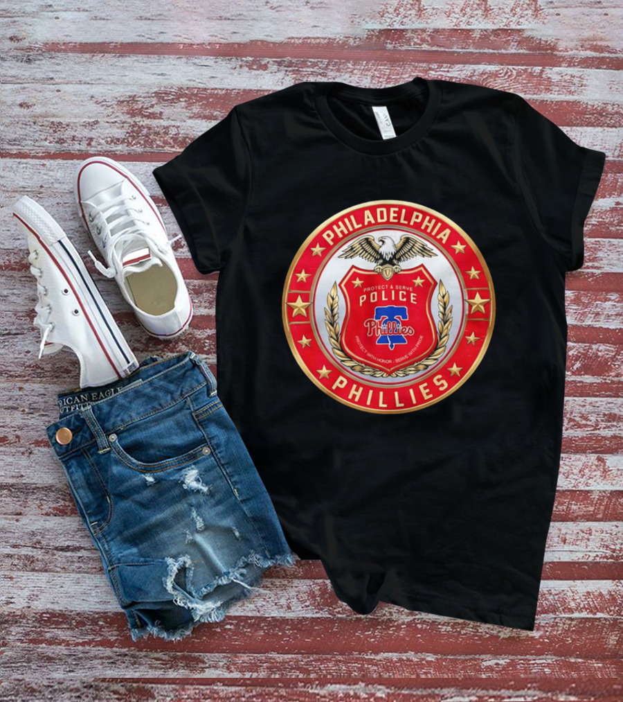 Philadelphia Phillies Police Badge Protect Serve Honor Pride T-Shirt
