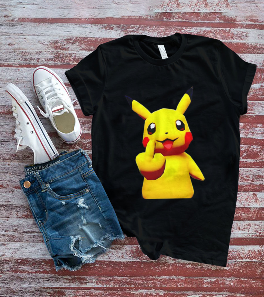 Pikachu Pokémon Middle Finger Gesture T-Shirt