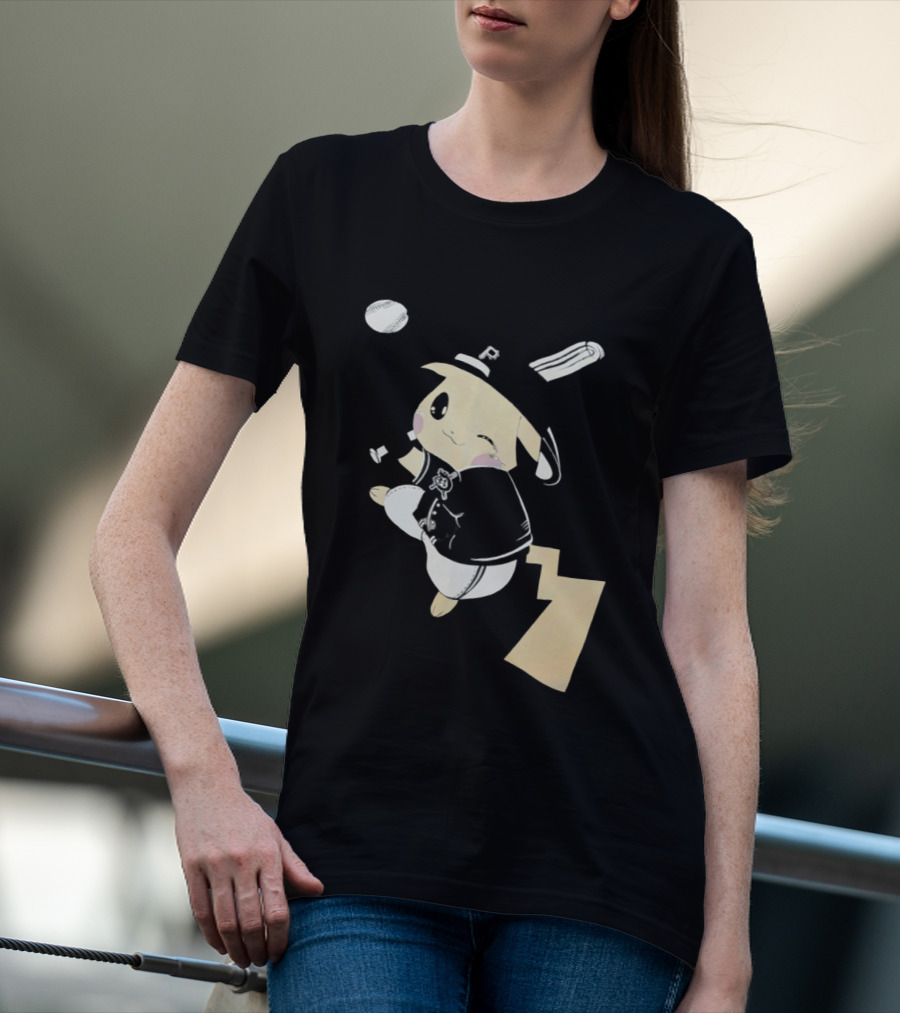 Pokemon Pittsburgh Pirates Baseball Collaboration Pikachu Pitching T-Shirt