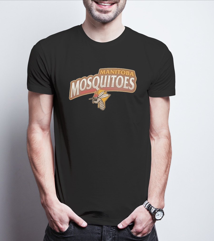 Manitoba Mosquitoes Cartoon Insect With Helmet T-Shirt