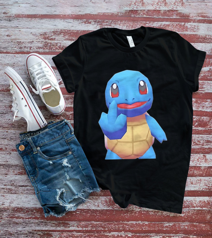 Squirtle Pokémon Gesture Middle Finger Playful Attitude T-Shirt