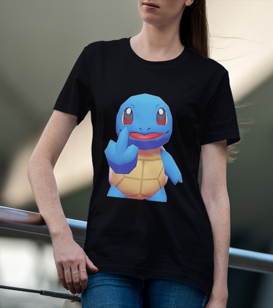 Squirtle Pokémon Gesture Middle Finger Playful Attitude T-Shirt