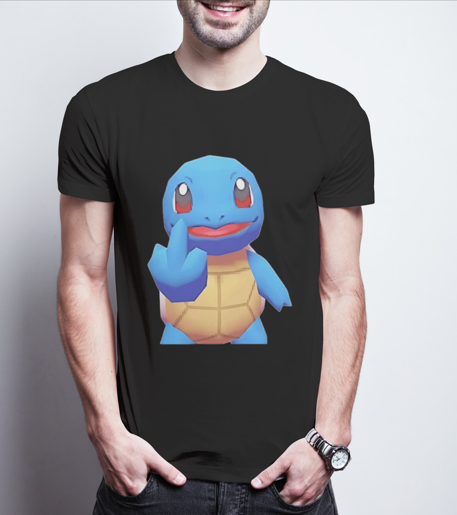 Squirtle Pokémon Gesture Middle Finger Playful Attitude T-Shirt