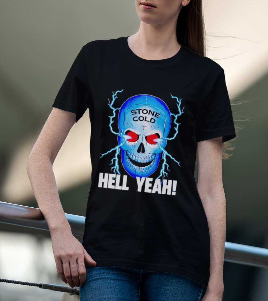 Stone Cold Steve Austin Skull Hell Yeah Electric Blue Lightning T-Shirt