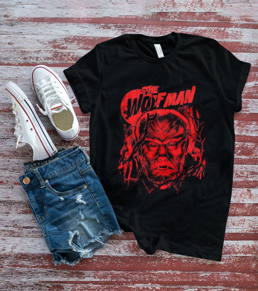 The Wolfman Under Moon Halloween Classic Monster Face T-Shirt