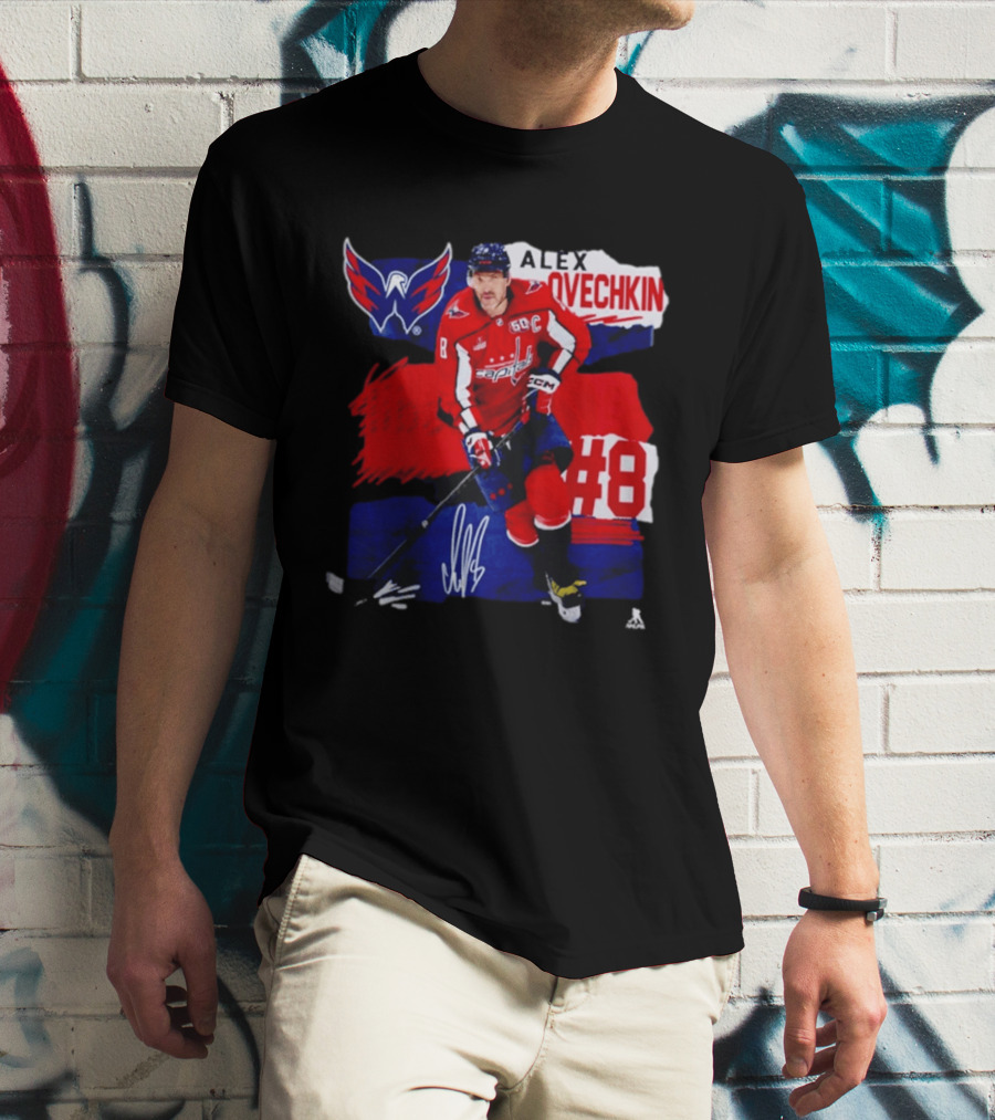 Washington Capitals Alex Ovechkin #8 Hockey Signature T-Shirt