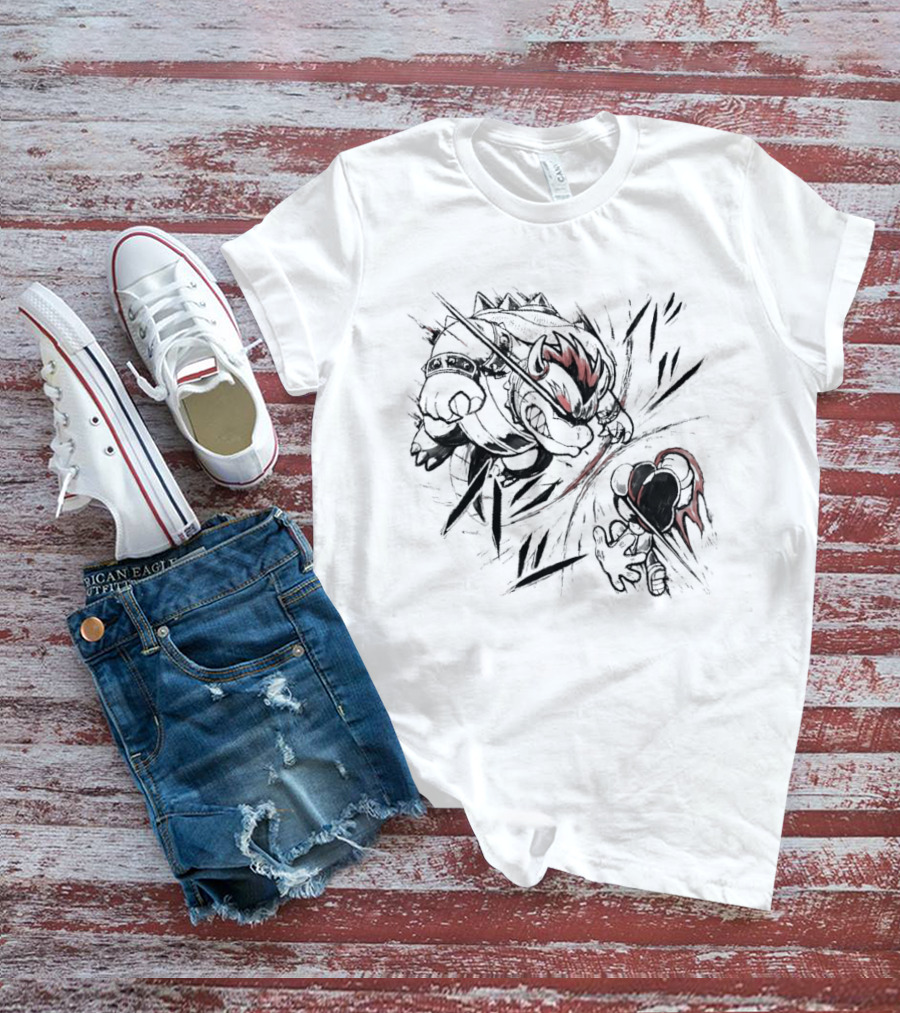 Bowser Vs Mario Epic Showdown Battle Sketch T-Shirt