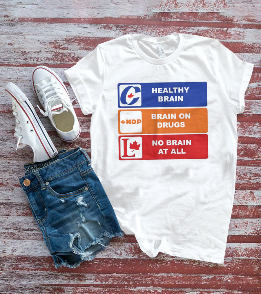 Healthy Brain Brain On Drugs No Brain At All Political Labels T-Shirt