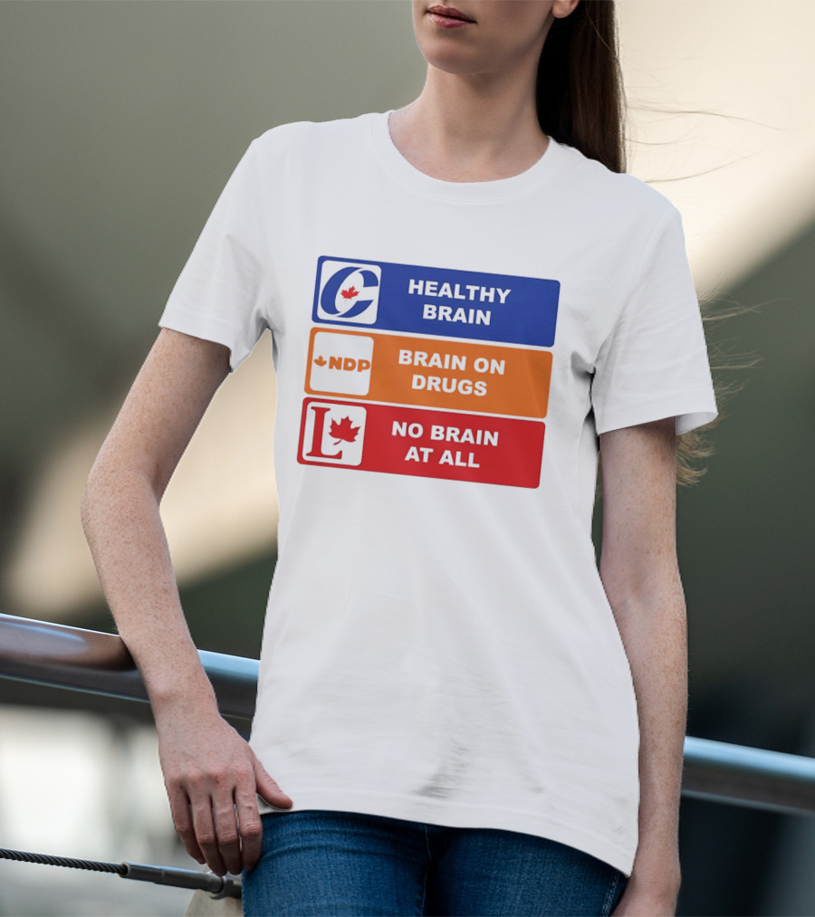 Healthy Brain Brain On Drugs No Brain At All Political Labels T-Shirt