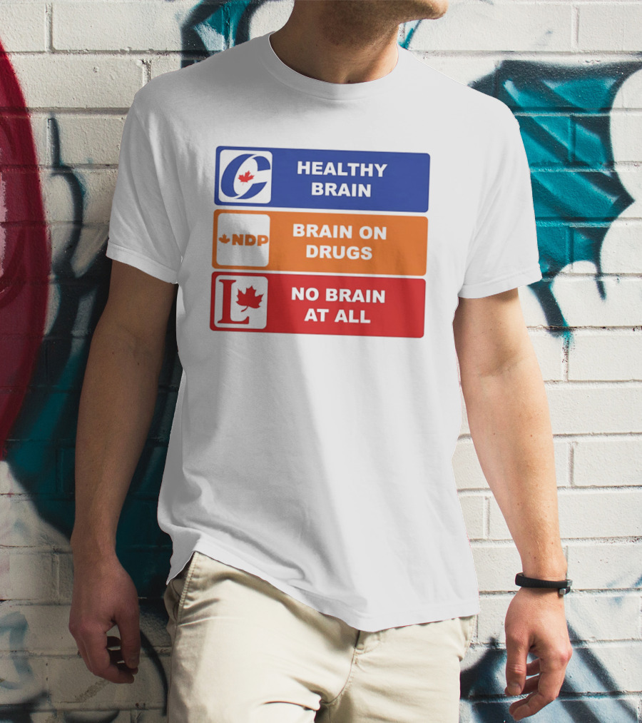 Healthy Brain Brain On Drugs No Brain At All Political Labels T-Shirt