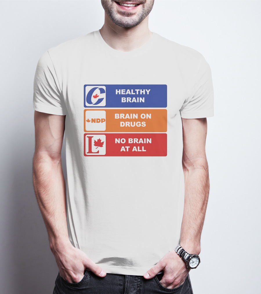 Healthy Brain Brain On Drugs No Brain At All Political Labels T-Shirt