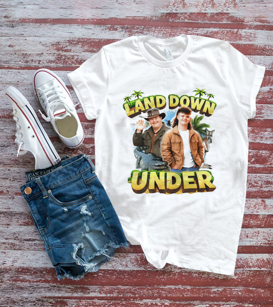 Land Down Under Crocodile And Kangaroo Theme Australia T-Shirt