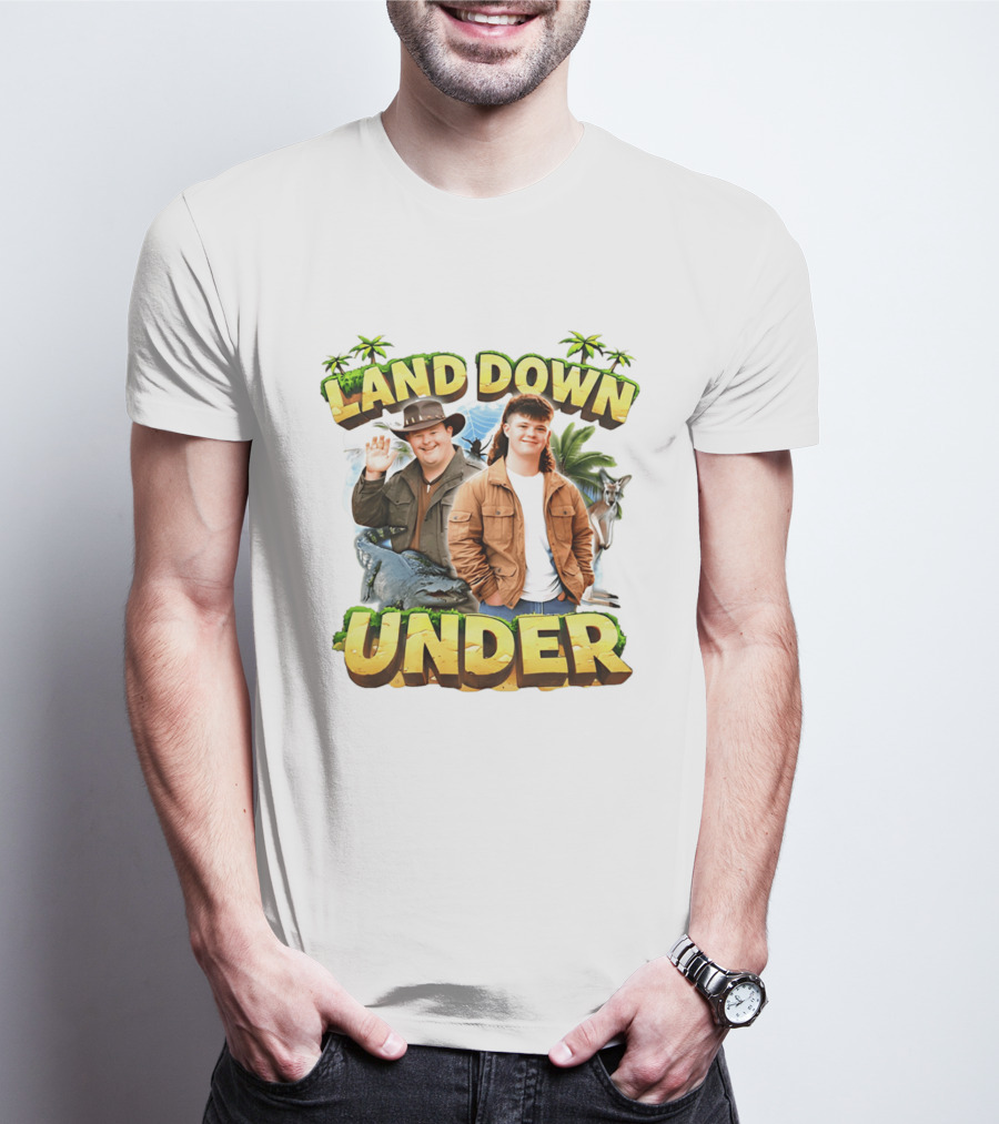 Land Down Under Crocodile And Kangaroo Theme Australia T-Shirt