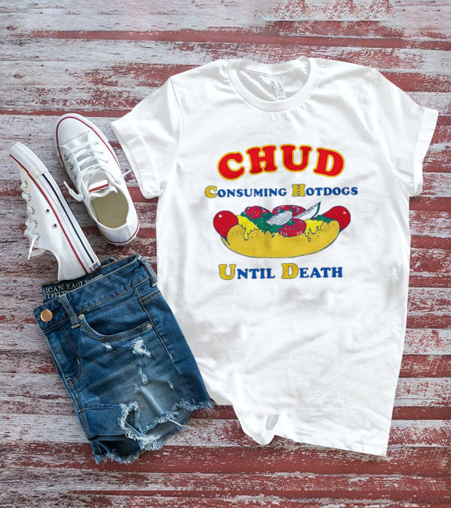 CHUD Consuming Hotdogs Until Death Red And Yellow Hot Dog T-Shirt