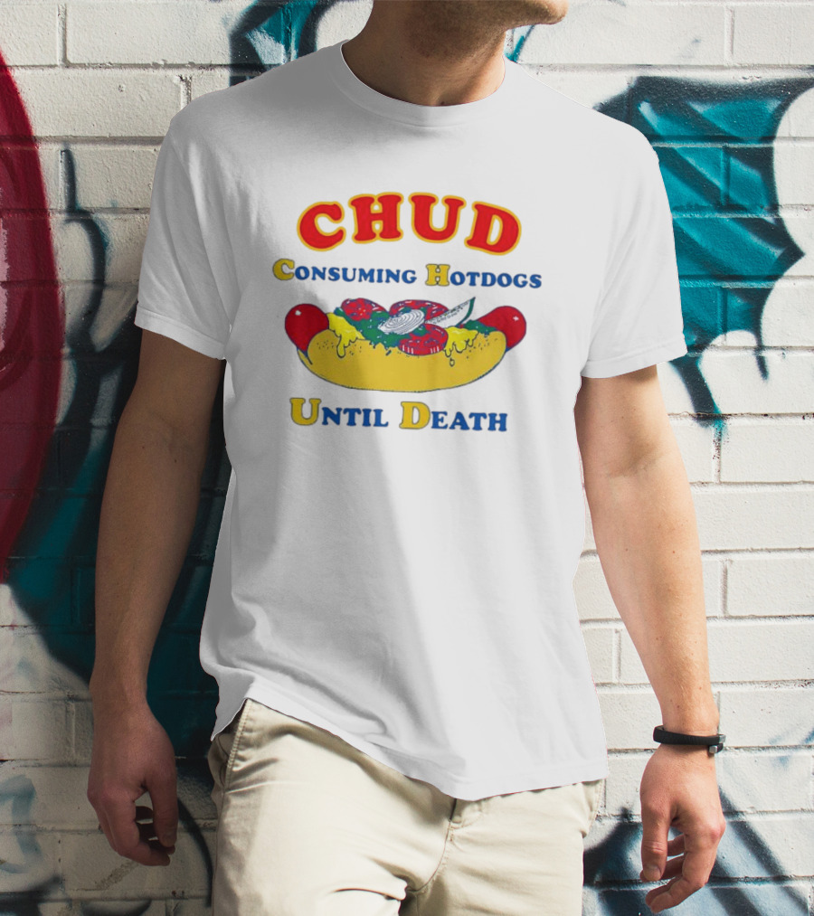 CHUD Consuming Hotdogs Until Death Red And Yellow Hot Dog T-Shirt