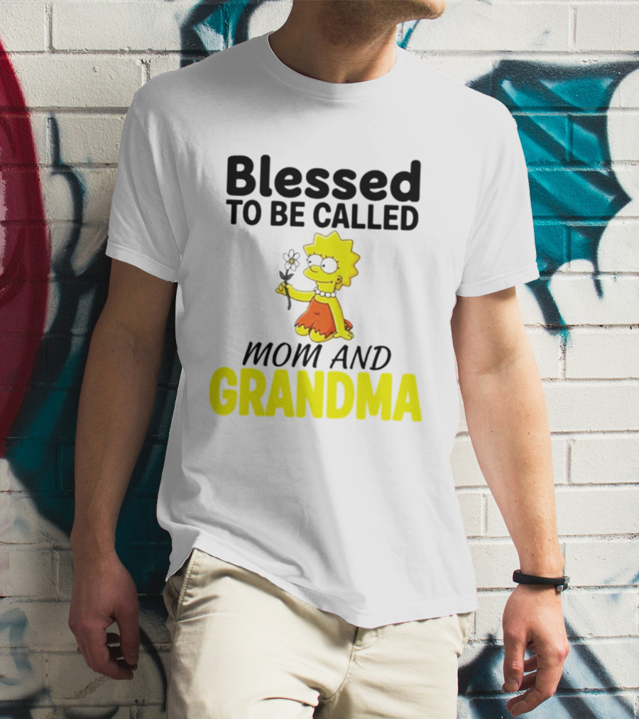 Blessed To Be Called Mom And Grandma Simpsons Character Holding Flower T-Shirt