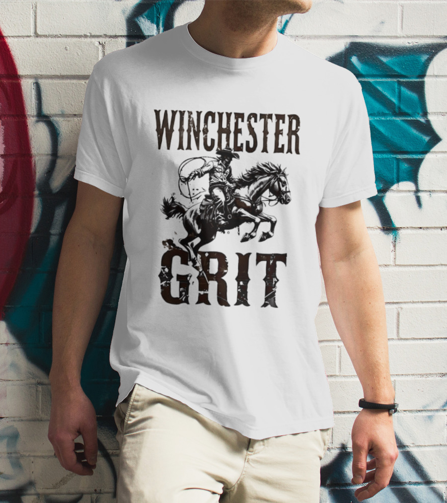 Winchester Grit Cowboys Horses Western Rider T-Shirt