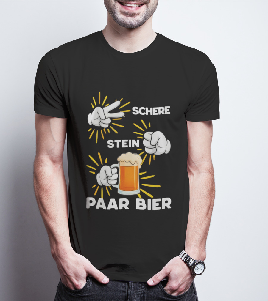 Bachelor Party Schere Stein Paar Bier Fun Celebration T-Shirt