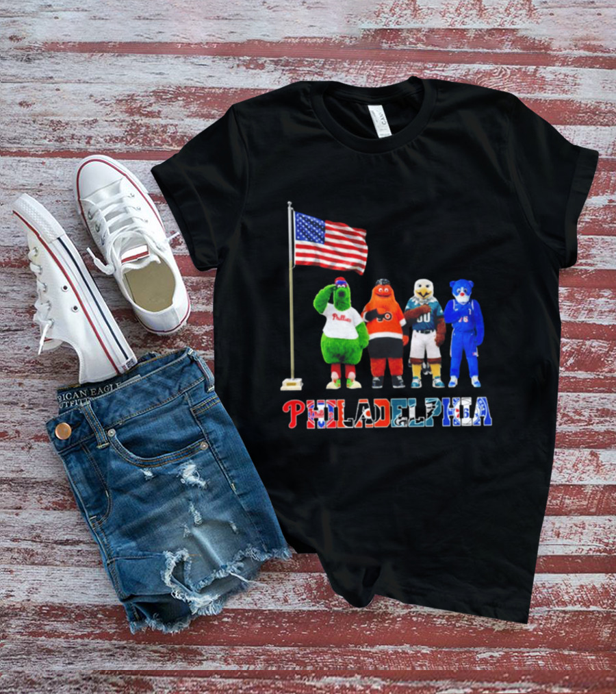 Philadelphia Mascots Saluting The American Flag T-Shirt