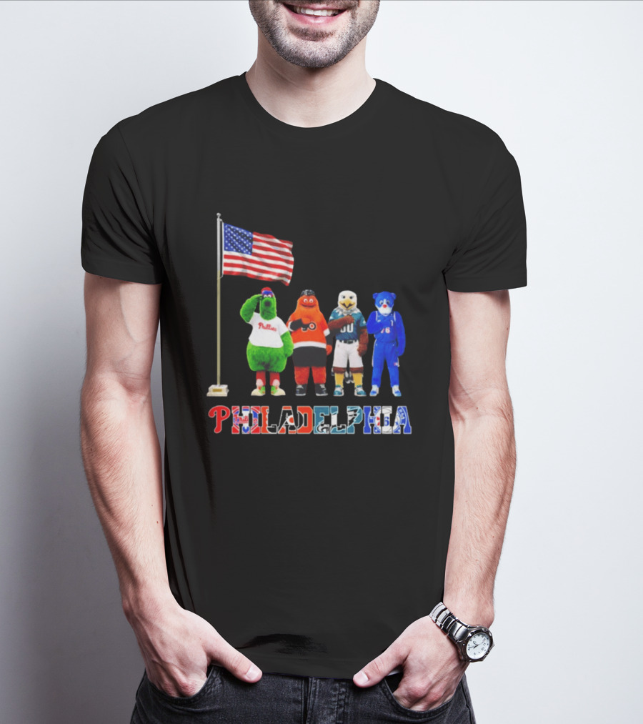 Philadelphia Mascots Saluting The American Flag T-Shirt
