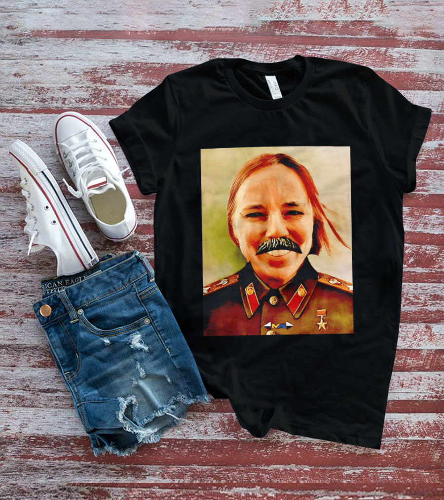Comrade Bellows Military Portrait Caricature With Mustache T-Shirt