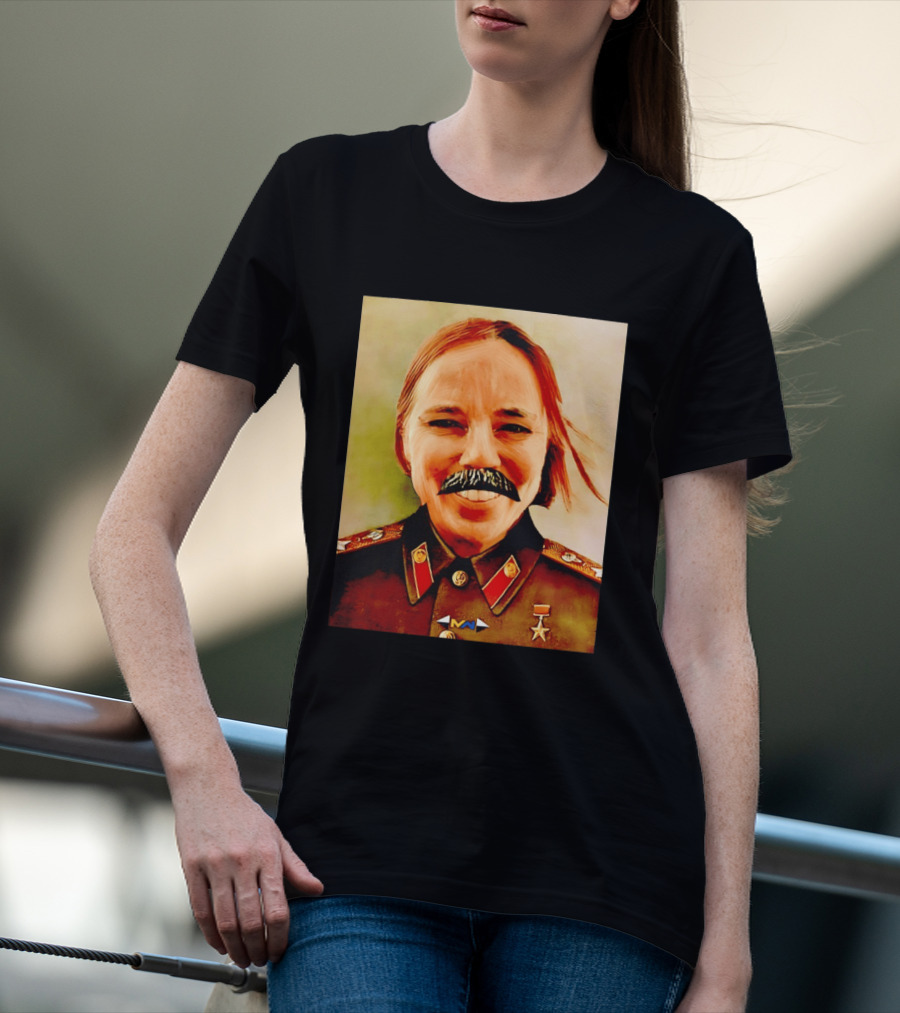 Comrade Bellows Military Portrait Caricature With Mustache T-Shirt