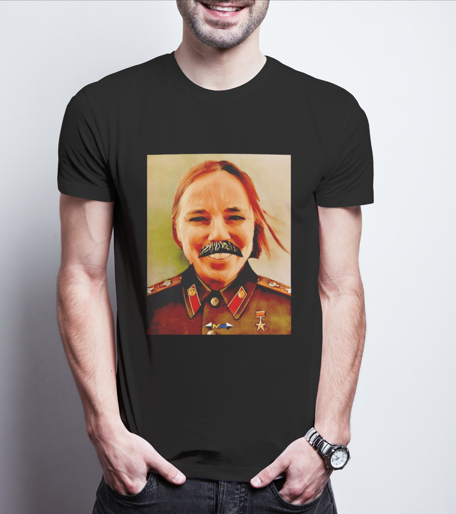 Comrade Bellows Military Portrait Caricature With Mustache T-Shirt