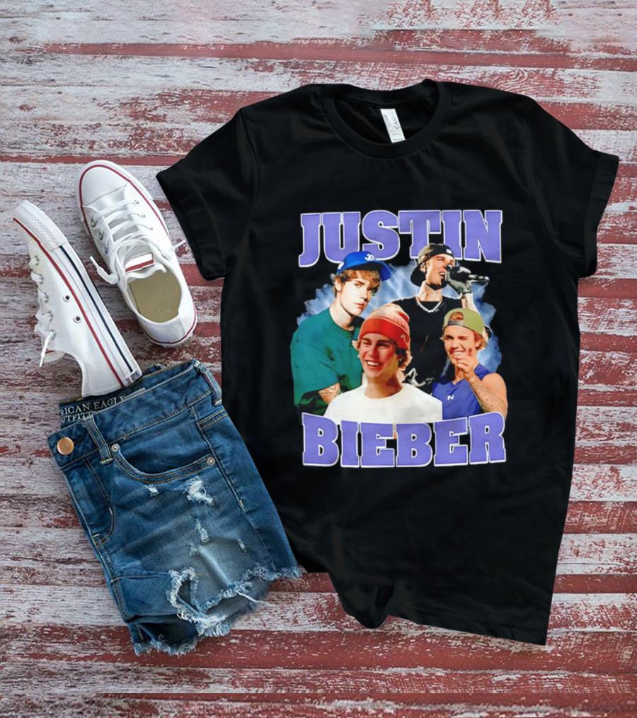 Justin Bieber Singing And Smiling With Various Iconic Looks T-Shirt