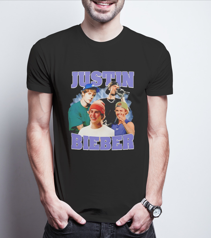 Justin Bieber Singing And Smiling With Various Iconic Looks T-Shirt