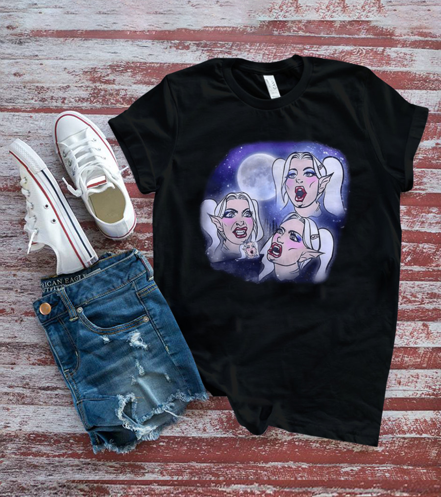 Majestic Howling Wolves Samantha Moonlit Night Fantasy T-Shirt