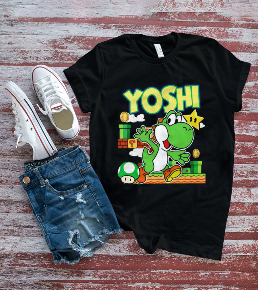 Yoshi Super Mario Bros Game Iconic Green Dinosaur Adventure T-Shirt