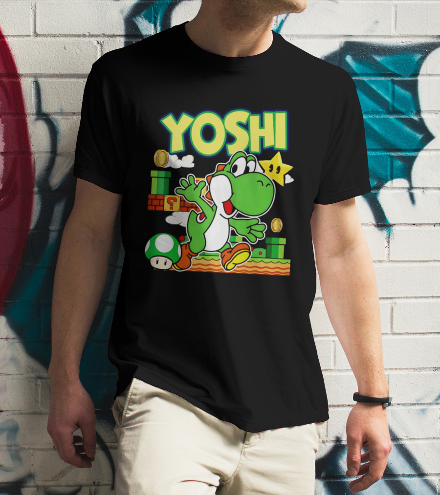 Yoshi Super Mario Bros Game Iconic Green Dinosaur Adventure T-Shirt