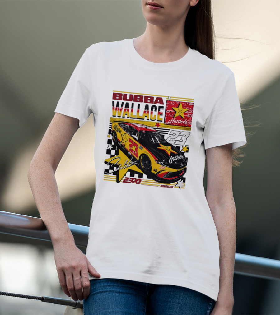 Bubba Wallace 23XI Racing Hardee's Car Number 23 Racing Team T-Shirt