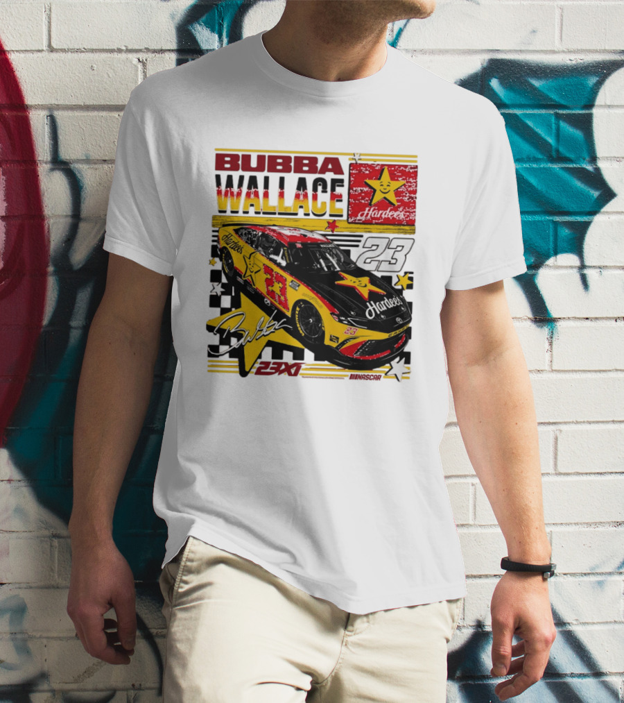 Bubba Wallace 23XI Racing Hardee's Car Number 23 Racing Team T-Shirt