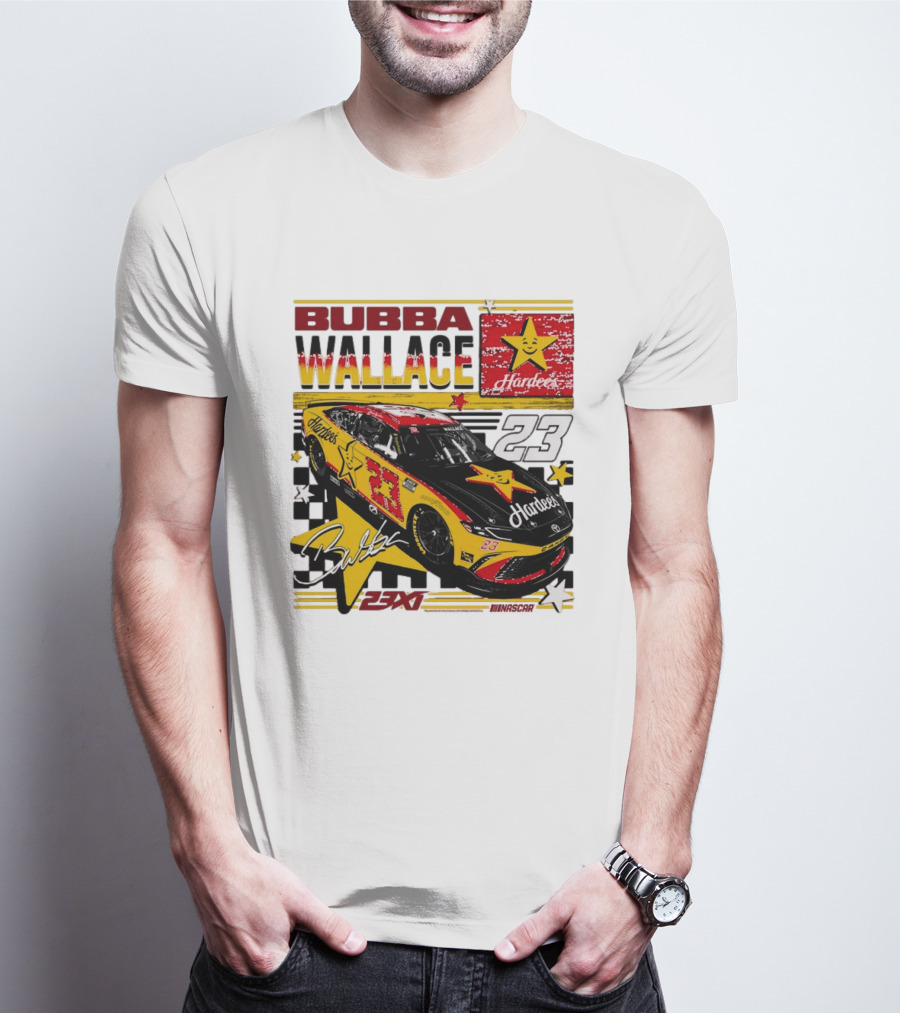Bubba Wallace 23XI Racing Hardee's Car Number 23 Racing Team T-Shirt