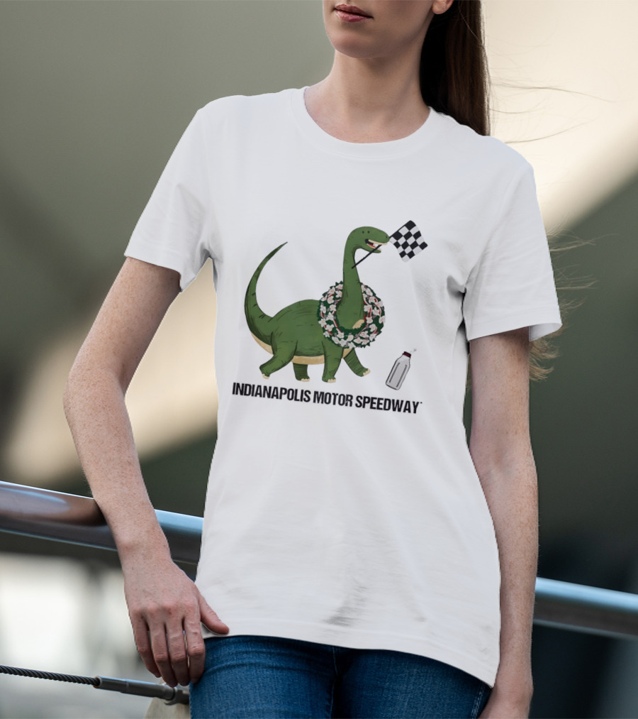 Indianapolis Motor Speedway Dinosaur Checkered Flag Toddler Racing T-Shirt