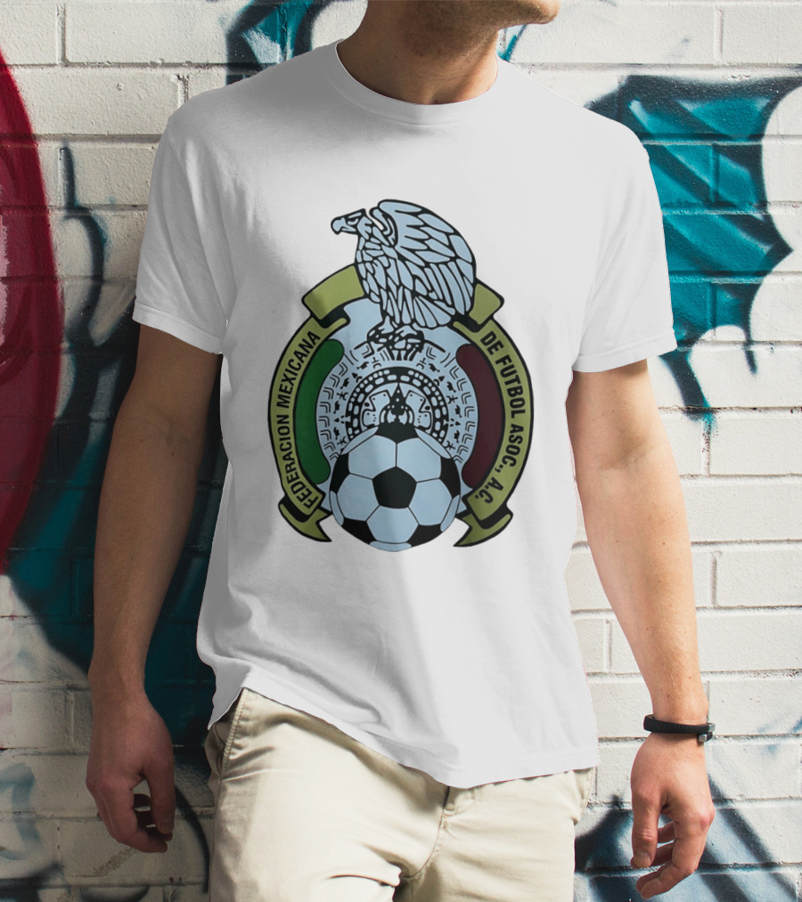 Federacion Mexicana De Futbol Asociacion AC Soccer Ball Emblem With Eagle And Aztec T-Shirt