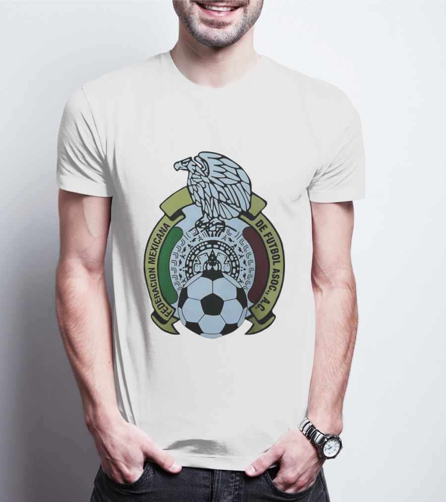 Federacion Mexicana De Futbol Asociacion AC Soccer Ball Emblem With Eagle And Aztec T-Shirt
