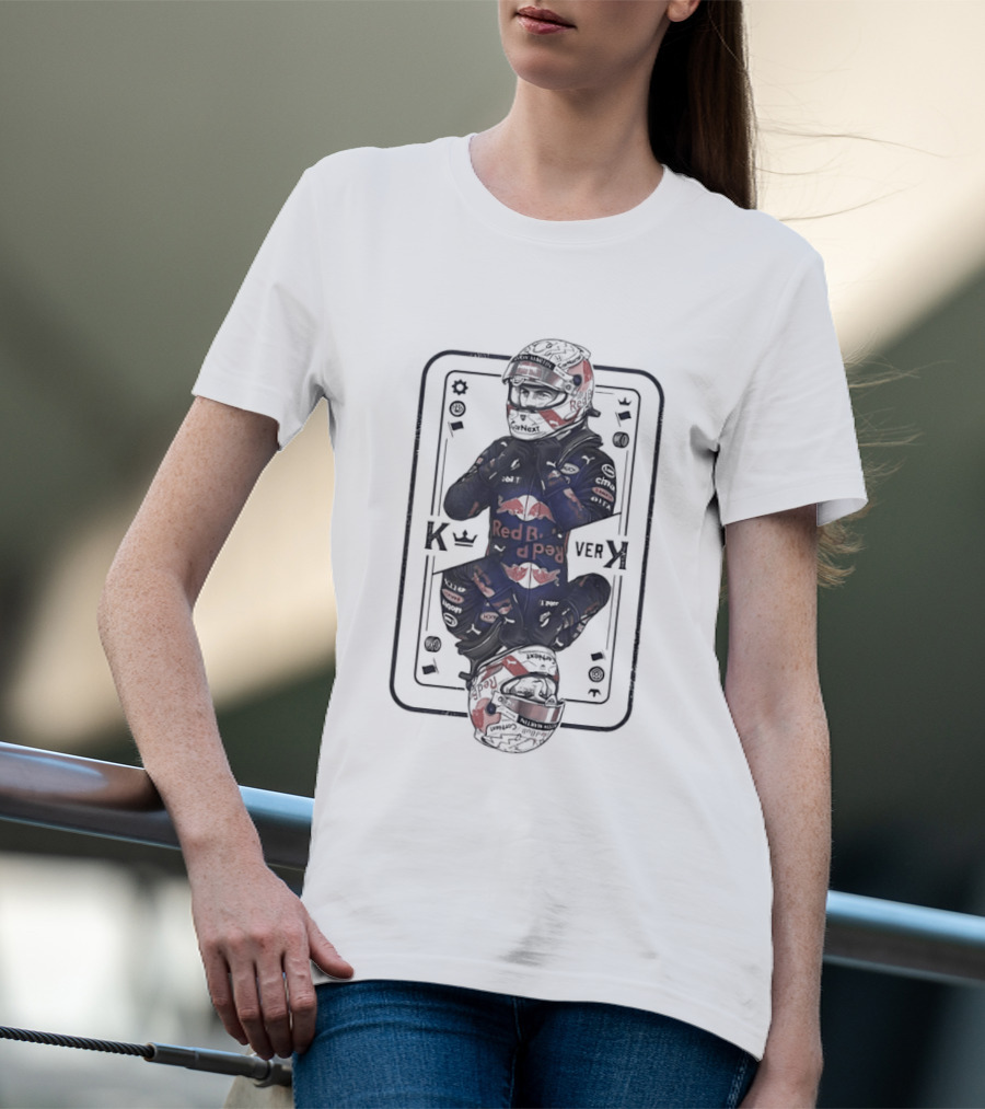Red Bull Racing Max Verstappen Playcard King Black And Red Suit T-Shirt