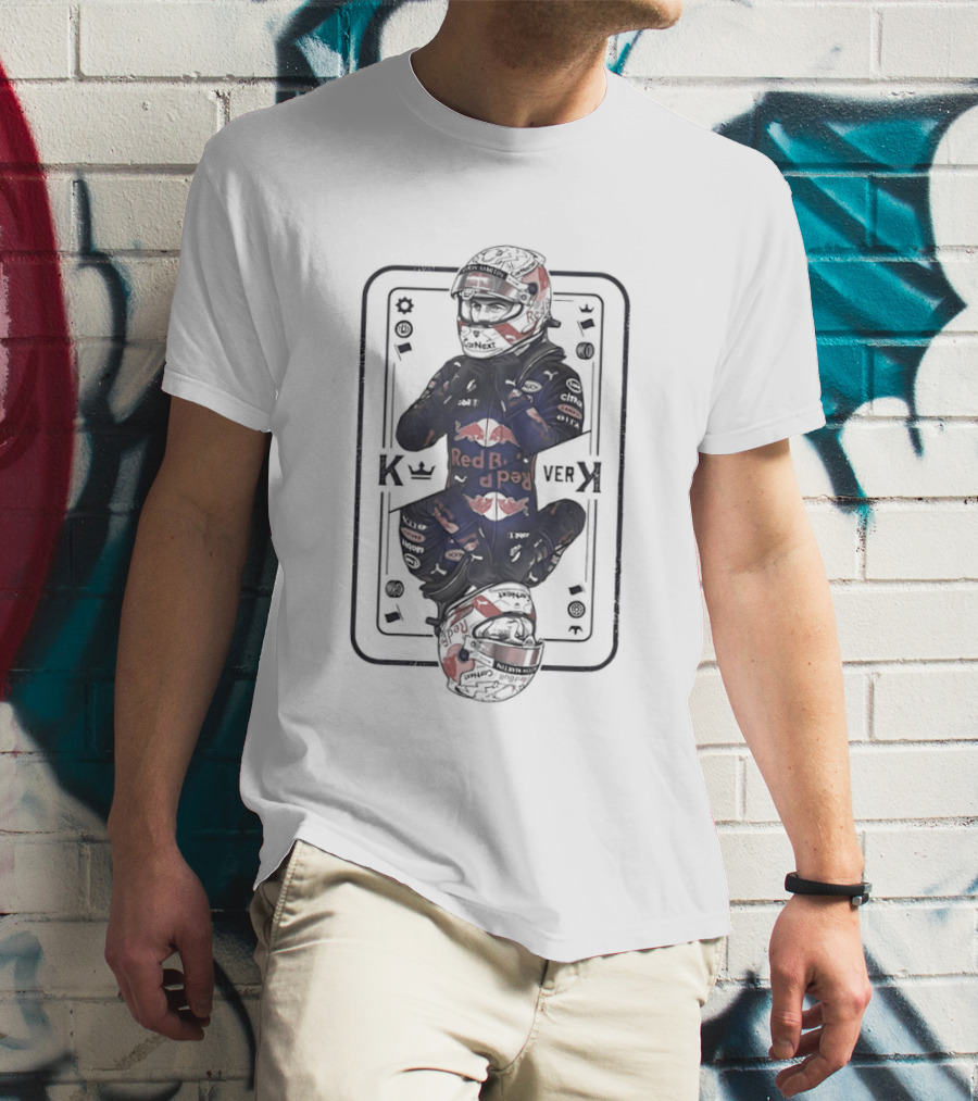 Red Bull Racing Max Verstappen Playcard King Black And Red Suit T-Shirt