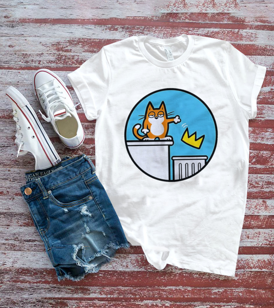 Orange Cat Discarding Crown No King Mark Parisi T-Shirt