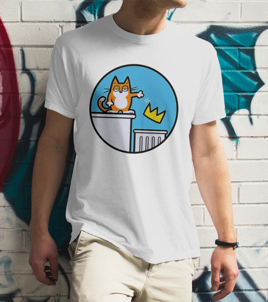 Orange Cat Discarding Crown No King Mark Parisi T-Shirt
